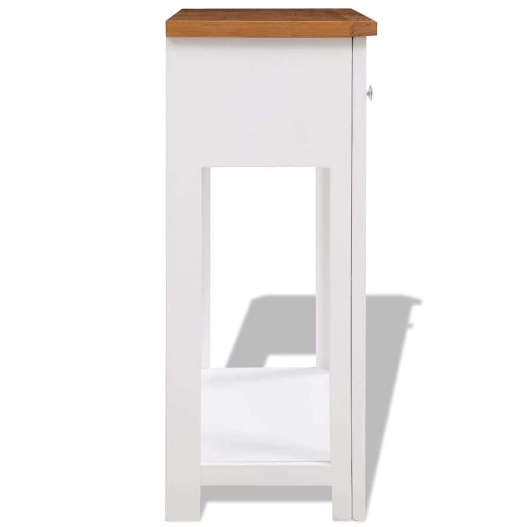 Solid Oak and Acacia Wood Console Table with Two Drawers and Shelf K50641
