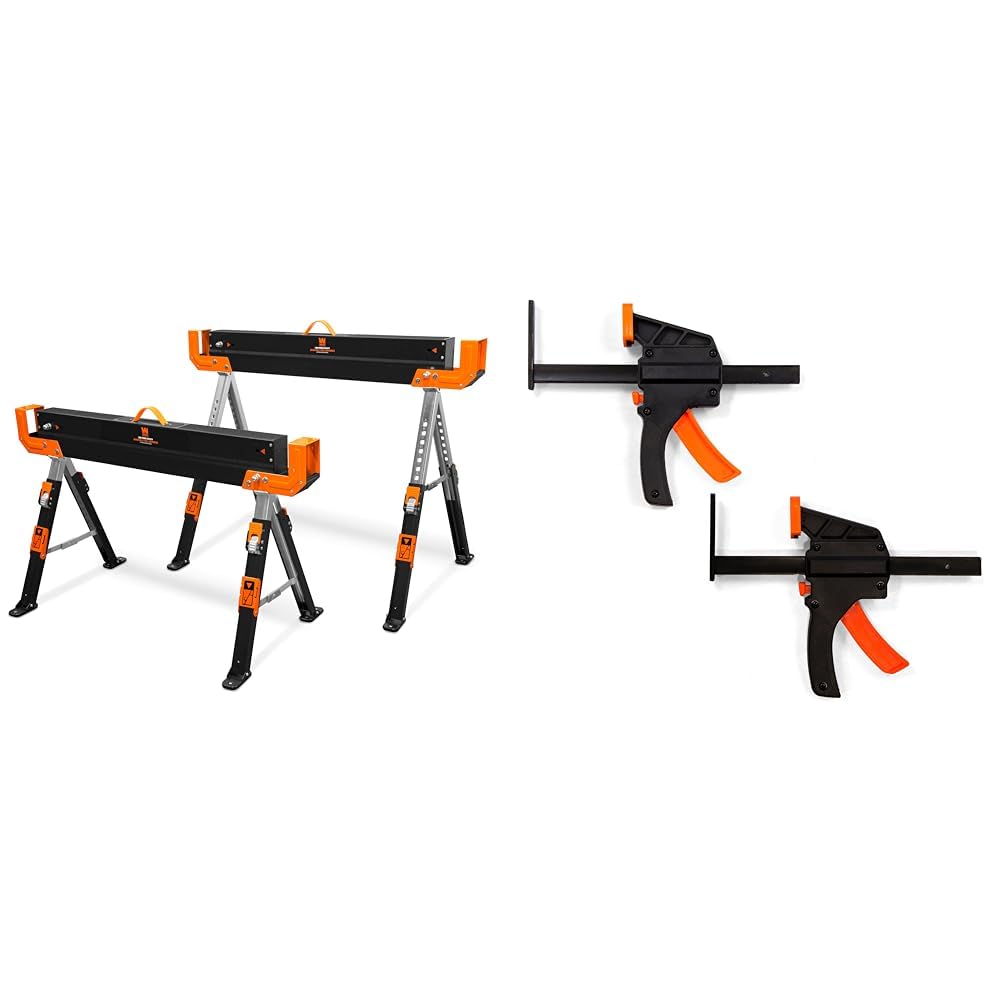 Steel Saw Horse Set and 6" Quick Release Track Saw Clamps U21490