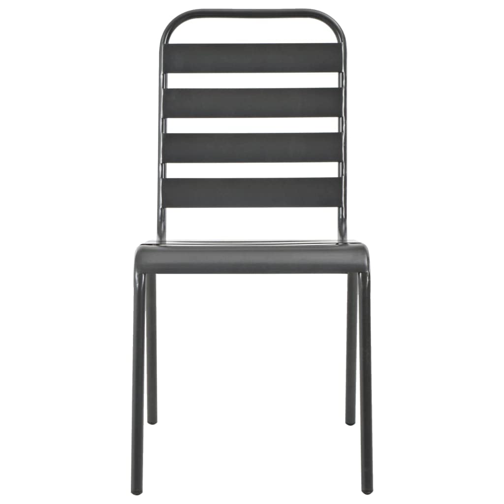 Dark Grey Powder-Coated Steel Stacking Outdoor Chairs 4-Pack F838