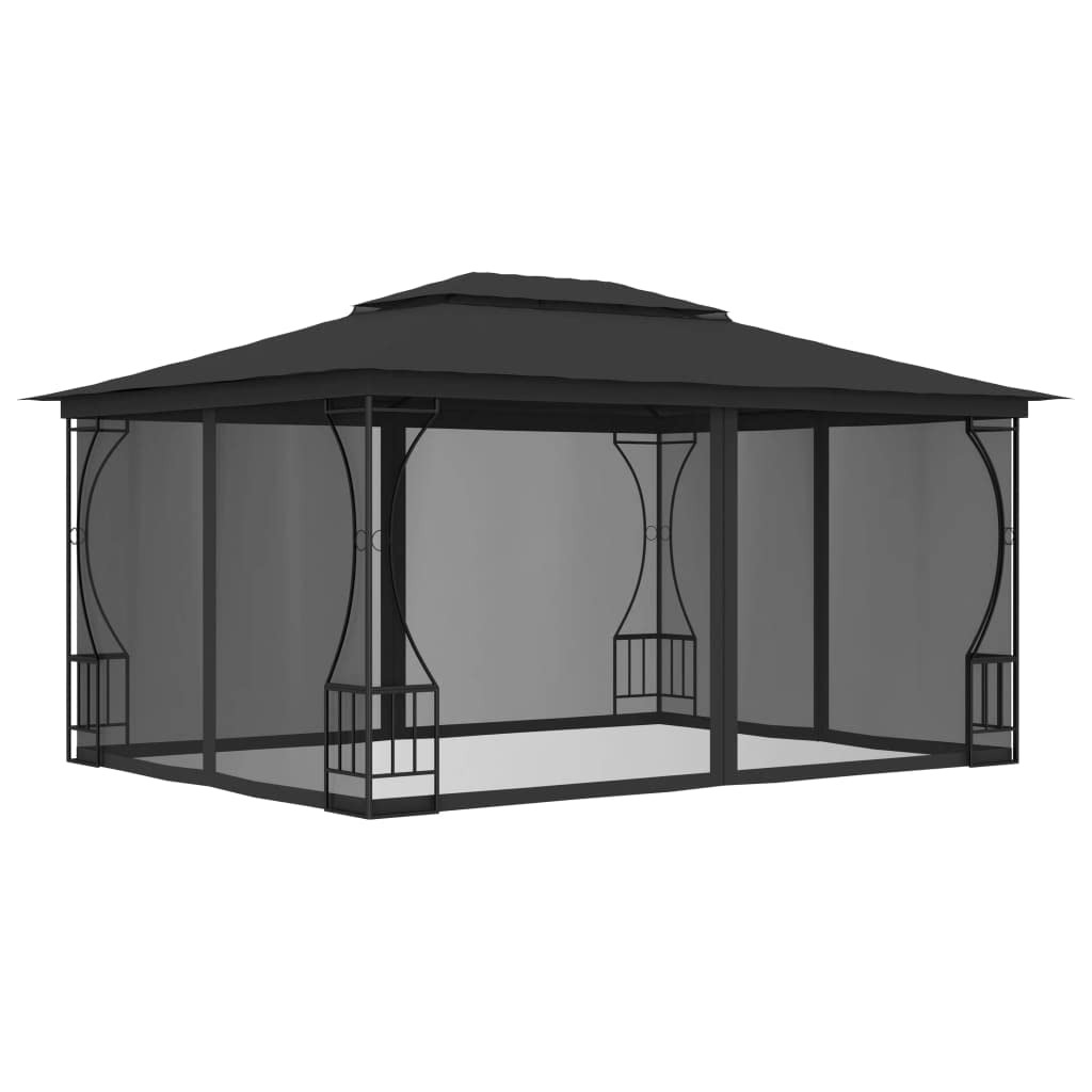 Steel Frame Gazebo with Nets 9.8x13.1ft Anthracite Outdoor Canopy Tent U26246