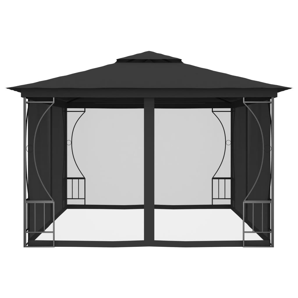 Steel Frame Gazebo with Nets 9.8x13.1ft Anthracite Outdoor Canopy Tent U26246