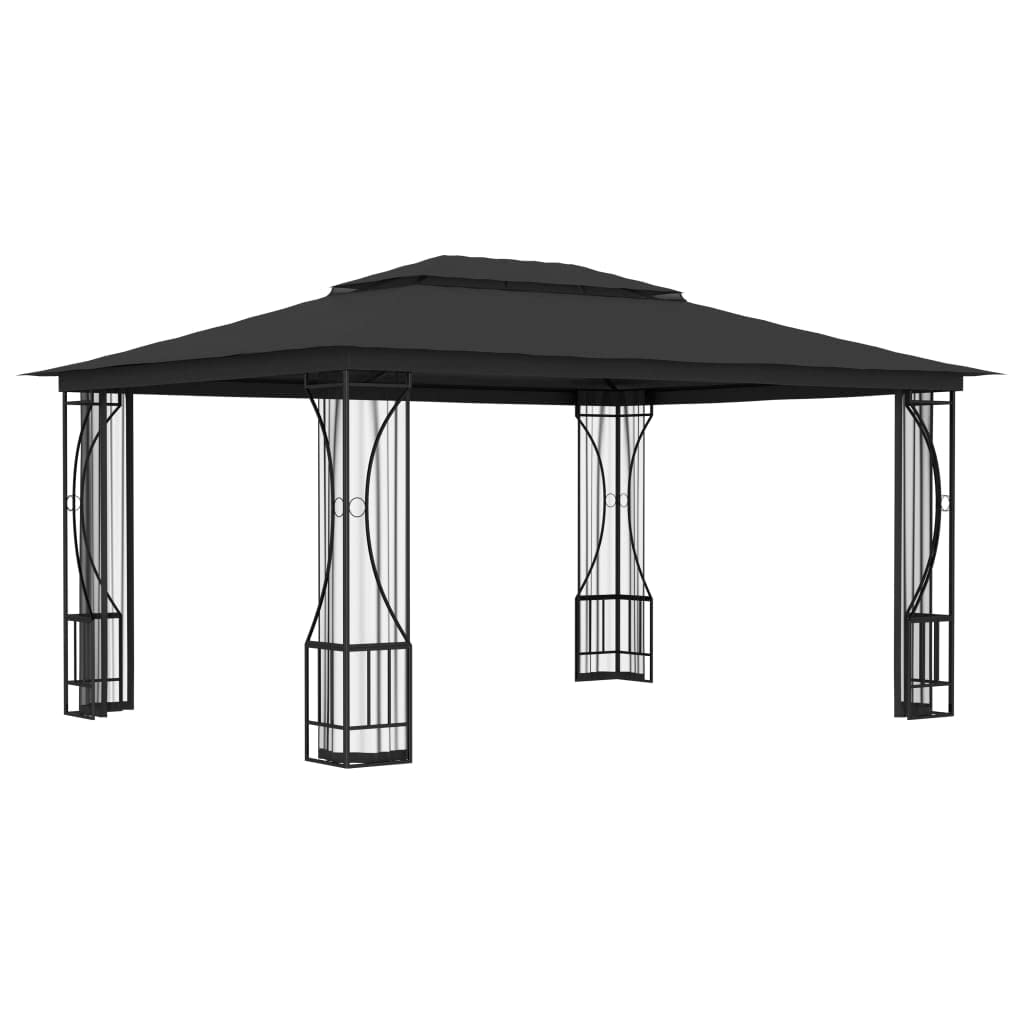 Steel Frame Gazebo with Nets 9.8x13.1ft Anthracite Outdoor Canopy Tent U26246