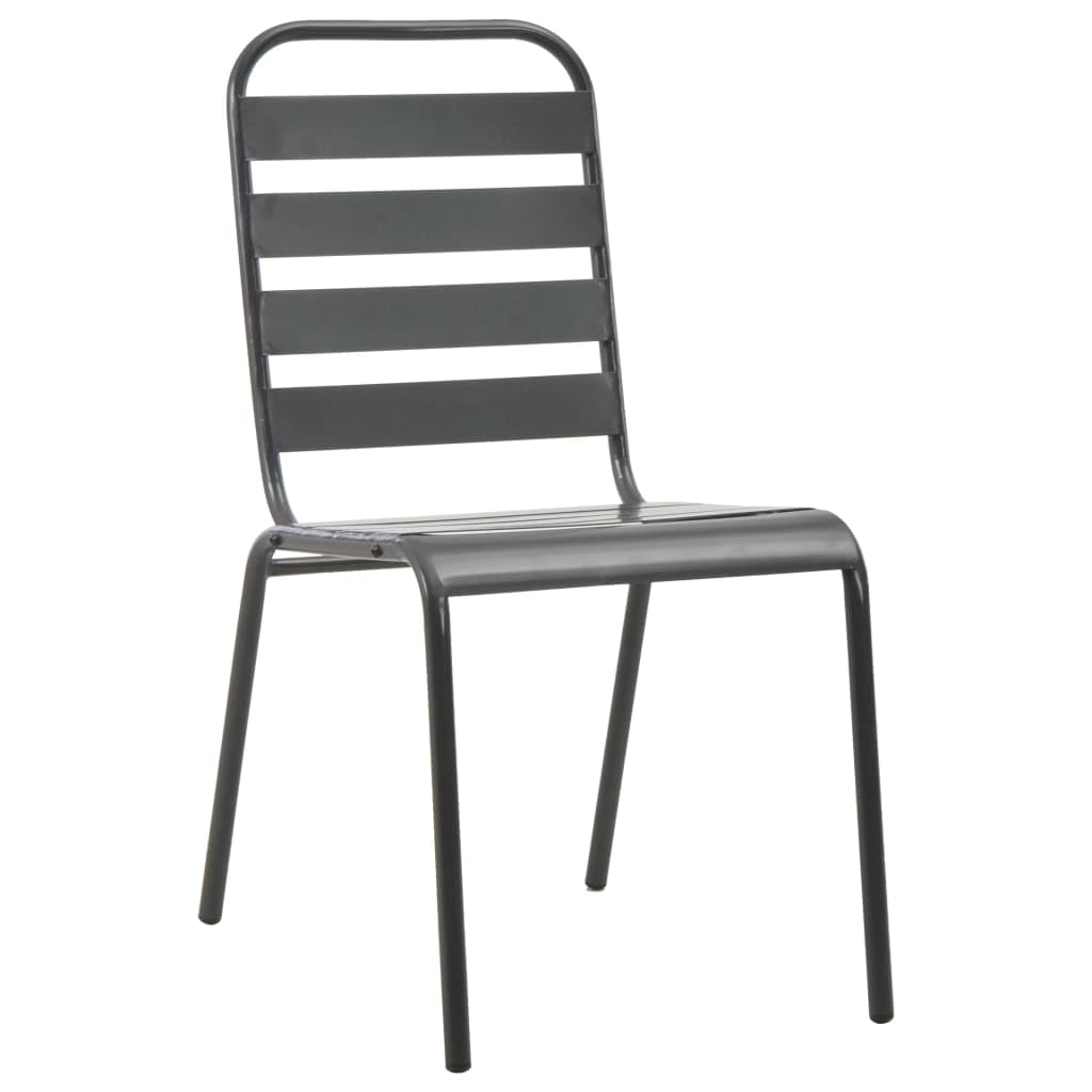 Dark Grey Powder-Coated Steel Stacking Outdoor Chairs 4-Pack F838