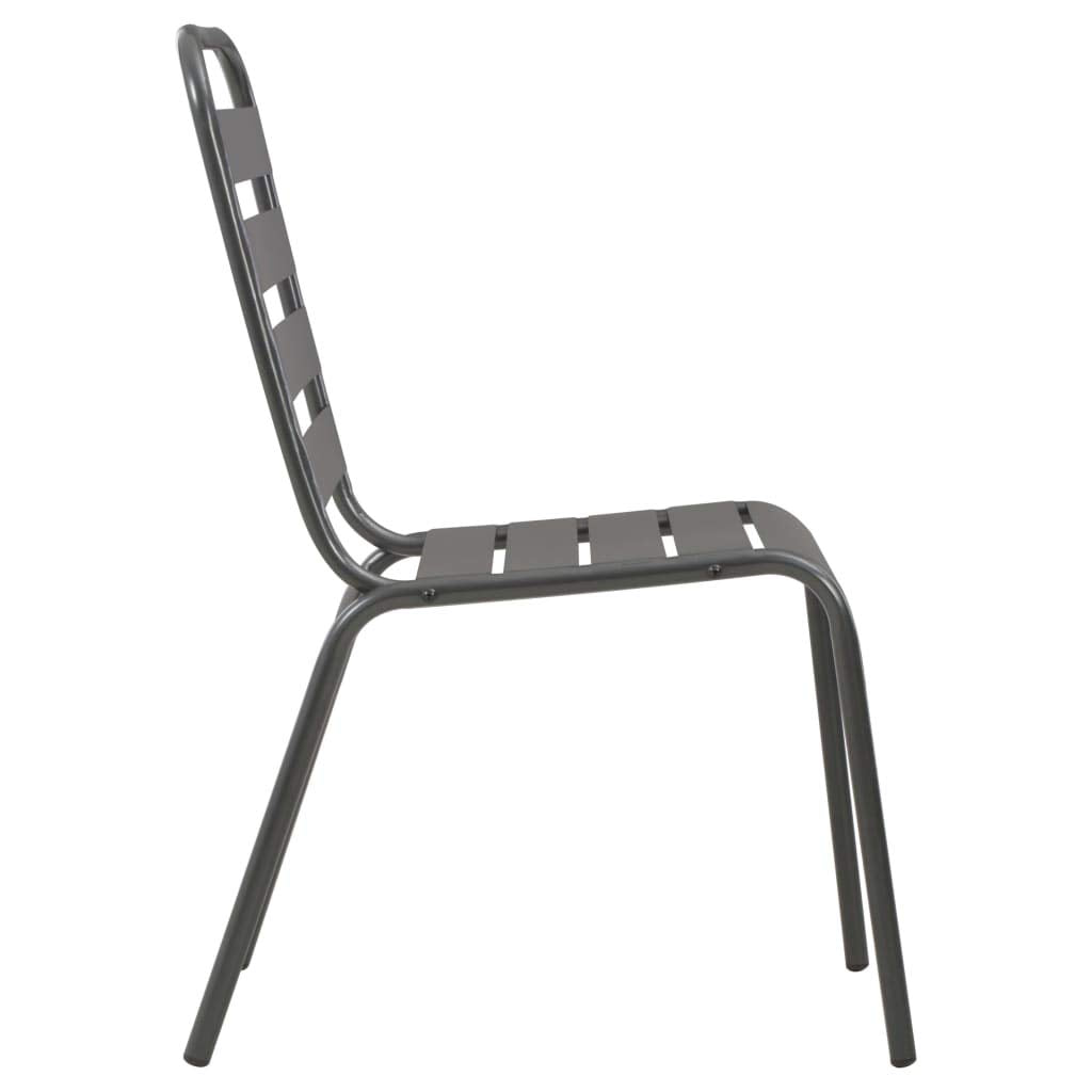 Dark Grey Powder-Coated Steel Stacking Outdoor Chairs 4-Pack F838