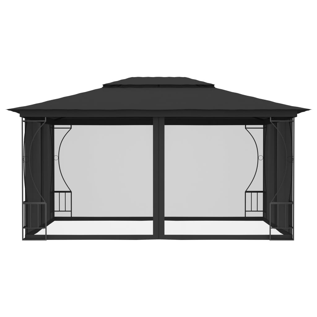 Steel Frame Gazebo with Nets 9.8x13.1ft Anthracite Outdoor Canopy Tent U26246
