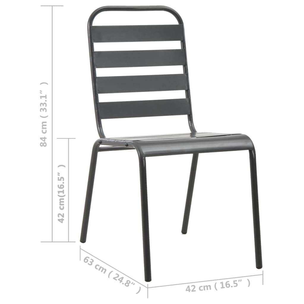 Dark Grey Powder-Coated Steel Stacking Outdoor Chairs 4-Pack F838