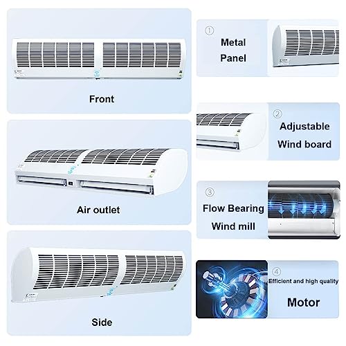 Wall Mounted Air Curtain Fan 90cm Remote Controlled 2 Speeds O7894
