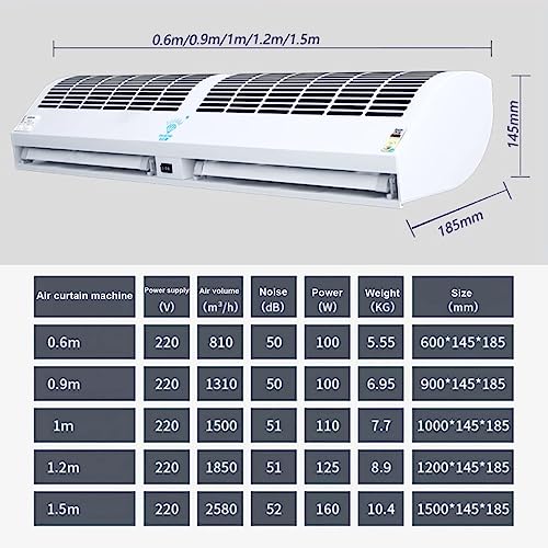 Wall Mounted Air Curtain Fan 90cm Remote Controlled 2 Speeds O7894