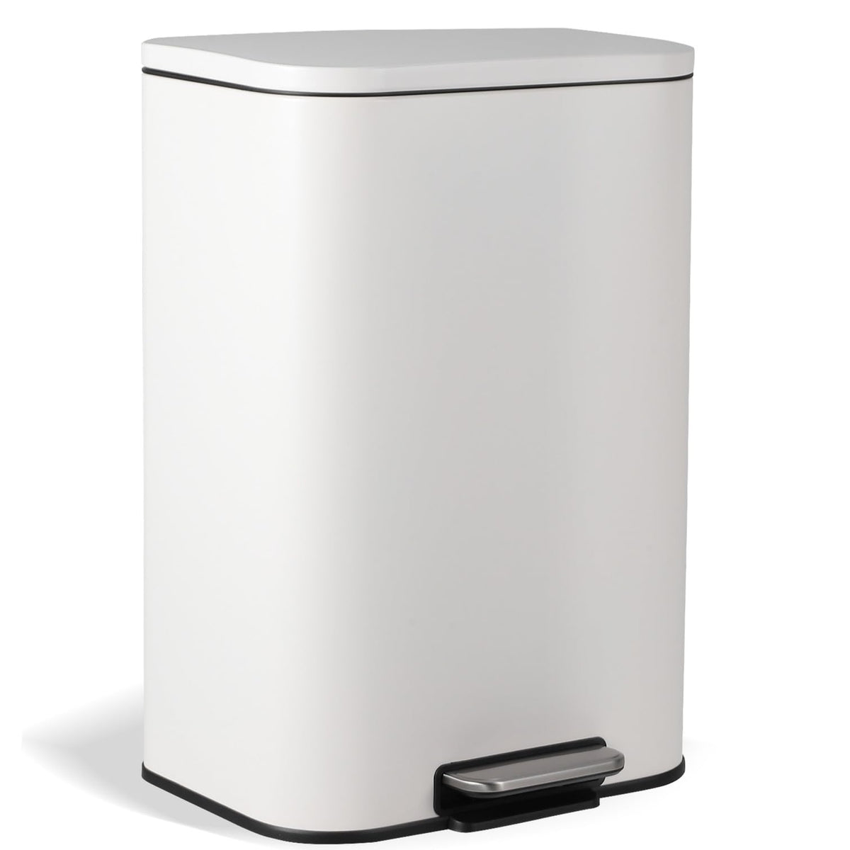 13.2 Gallon White Stainless Steel Step Trash Can D515