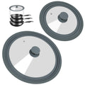 2 Pack Silicone Tempered Glass Universal Lid for Pots Pans and Skillets C1097