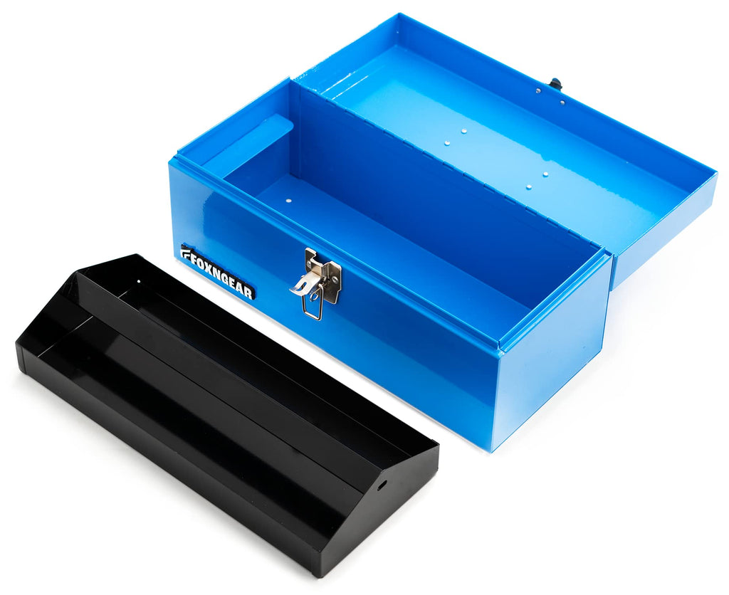 16" Steel Heavy-duty Tool Box with Metal Latch and Handle Blue B605169