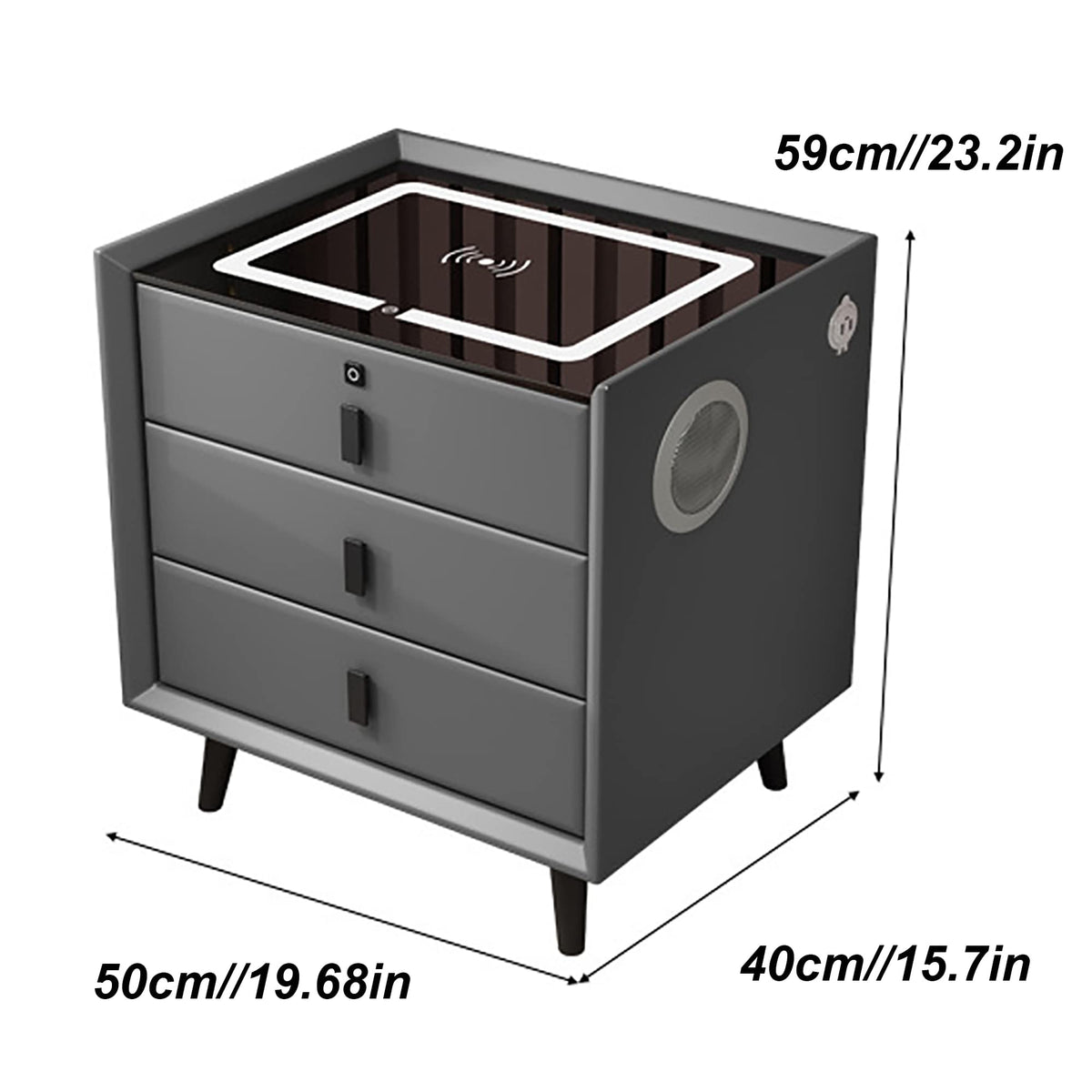 Pink 3 Drawer Nightstand with Wireless Charging Station Z549868