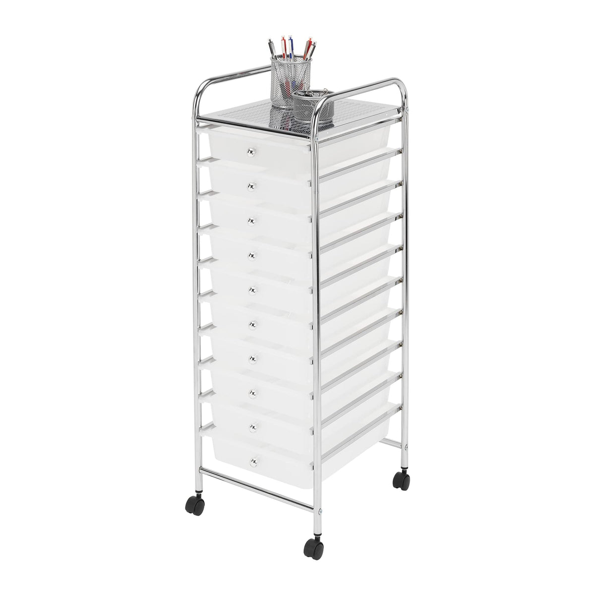 10 Drawer Mobile Cart White Chrome S622787
