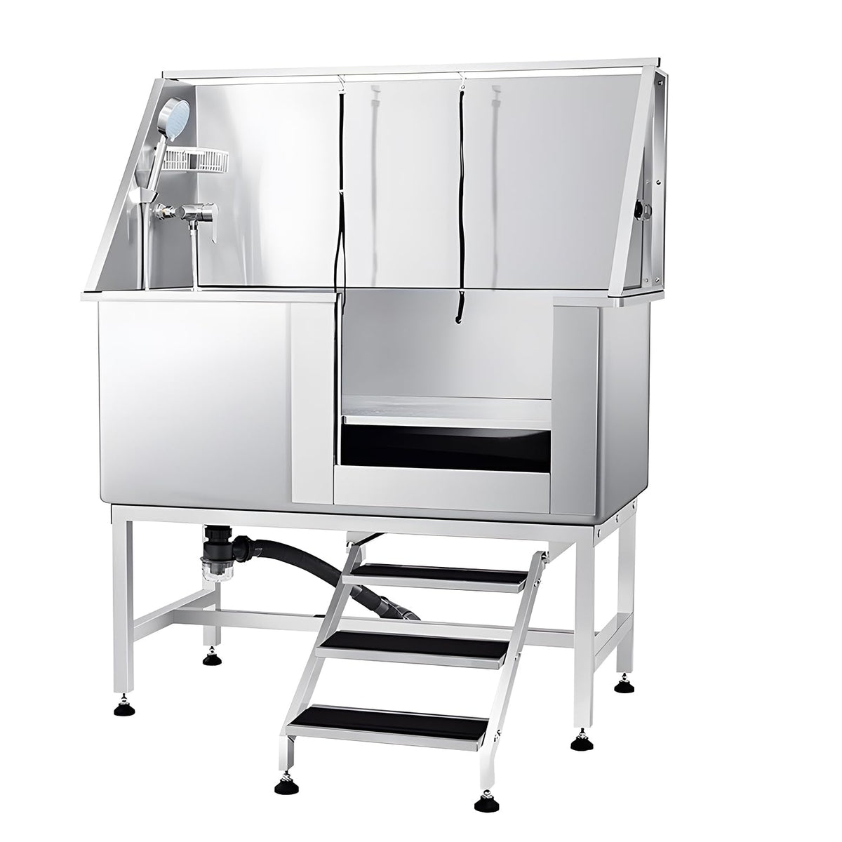 Stainless Steel Dog Washing Station with Stairs W572911