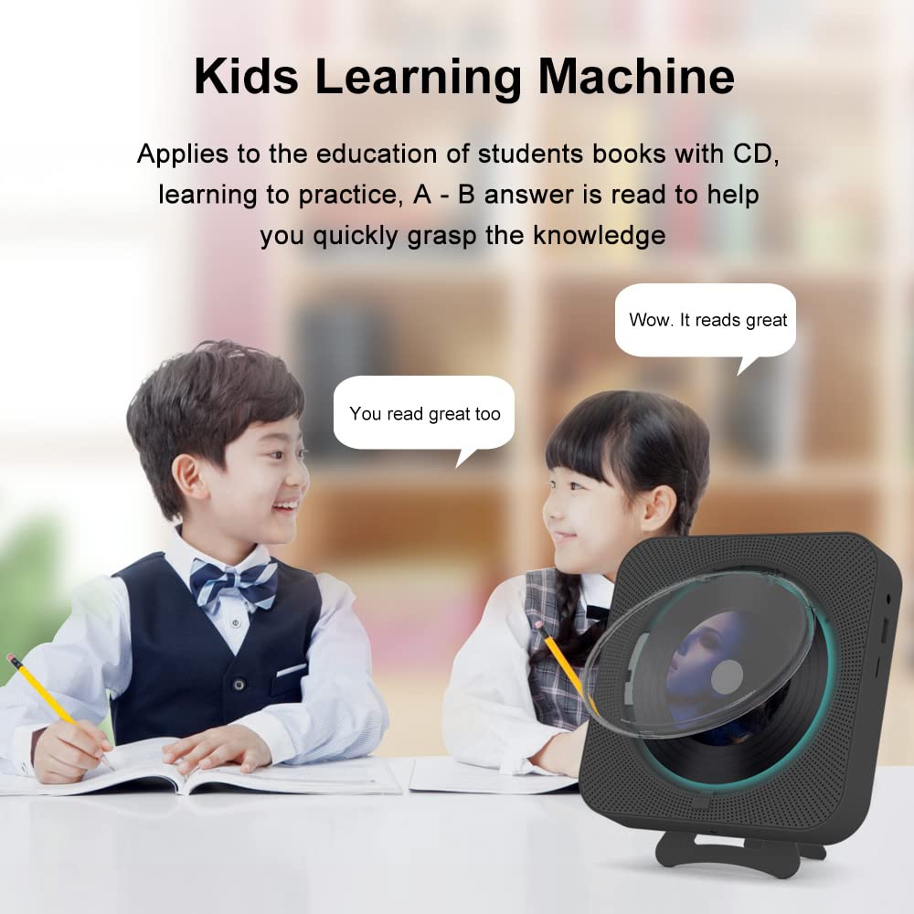 Portable CD Player with Bluetooth, Dual Speakers, LED Display, FM Radio, Black M9485