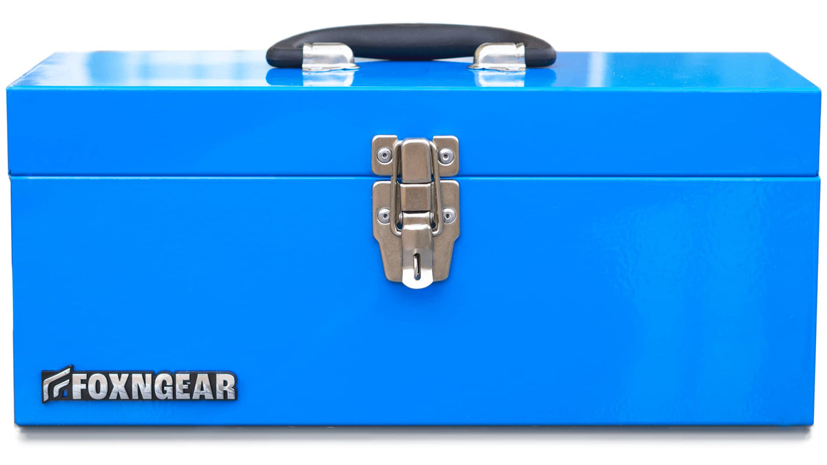 16" Steel Heavy-duty Tool Box with Metal Latch and Handle Blue B605169
