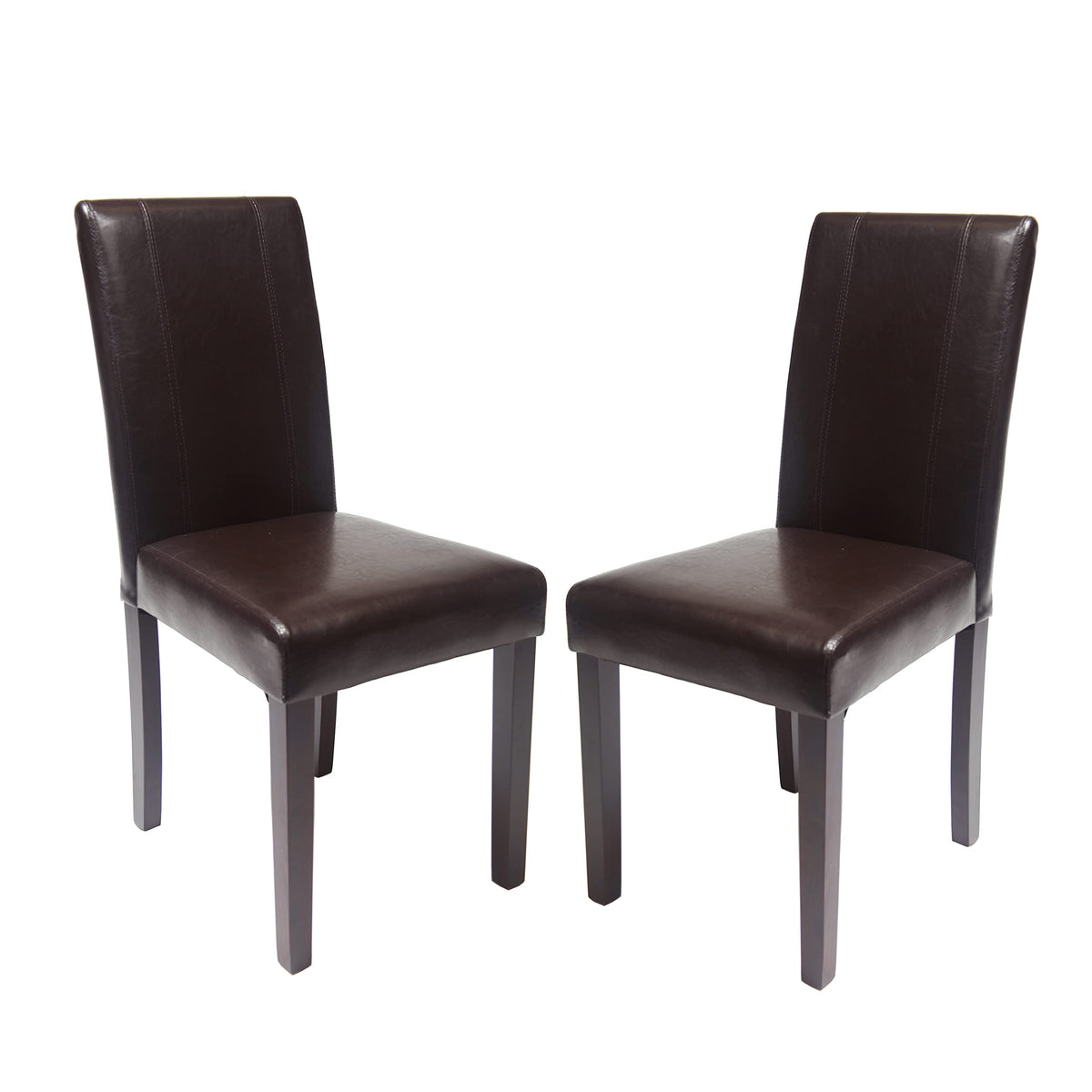 Brown Faux Leather Solid Wood Parson Chairs, Set of 2 R69390