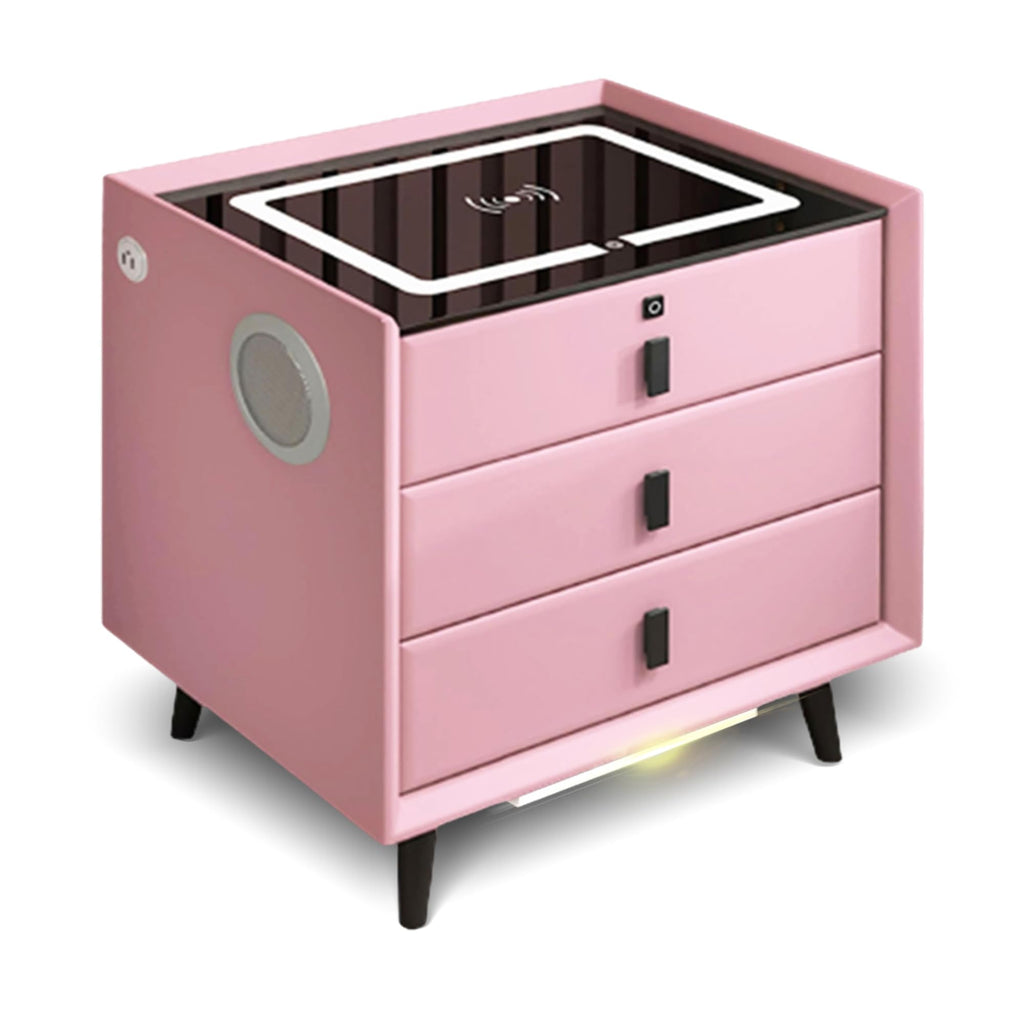 Pink 3 Drawer Nightstand with Wireless Charging Station Z549868
