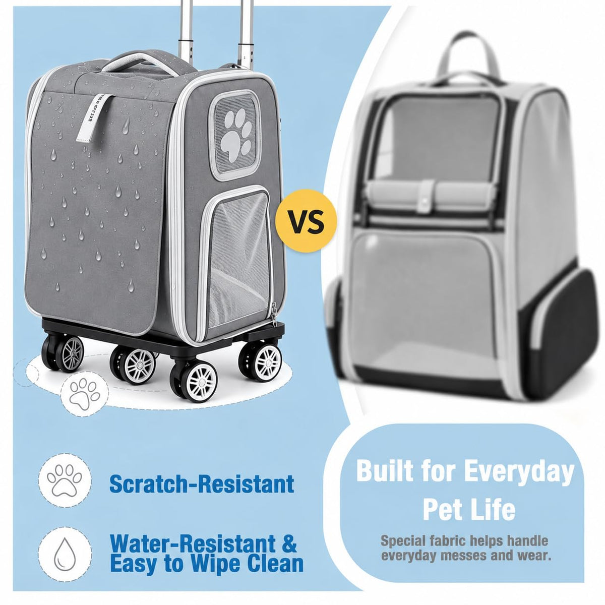 Rolling Pet Carrier Backpack T3566
