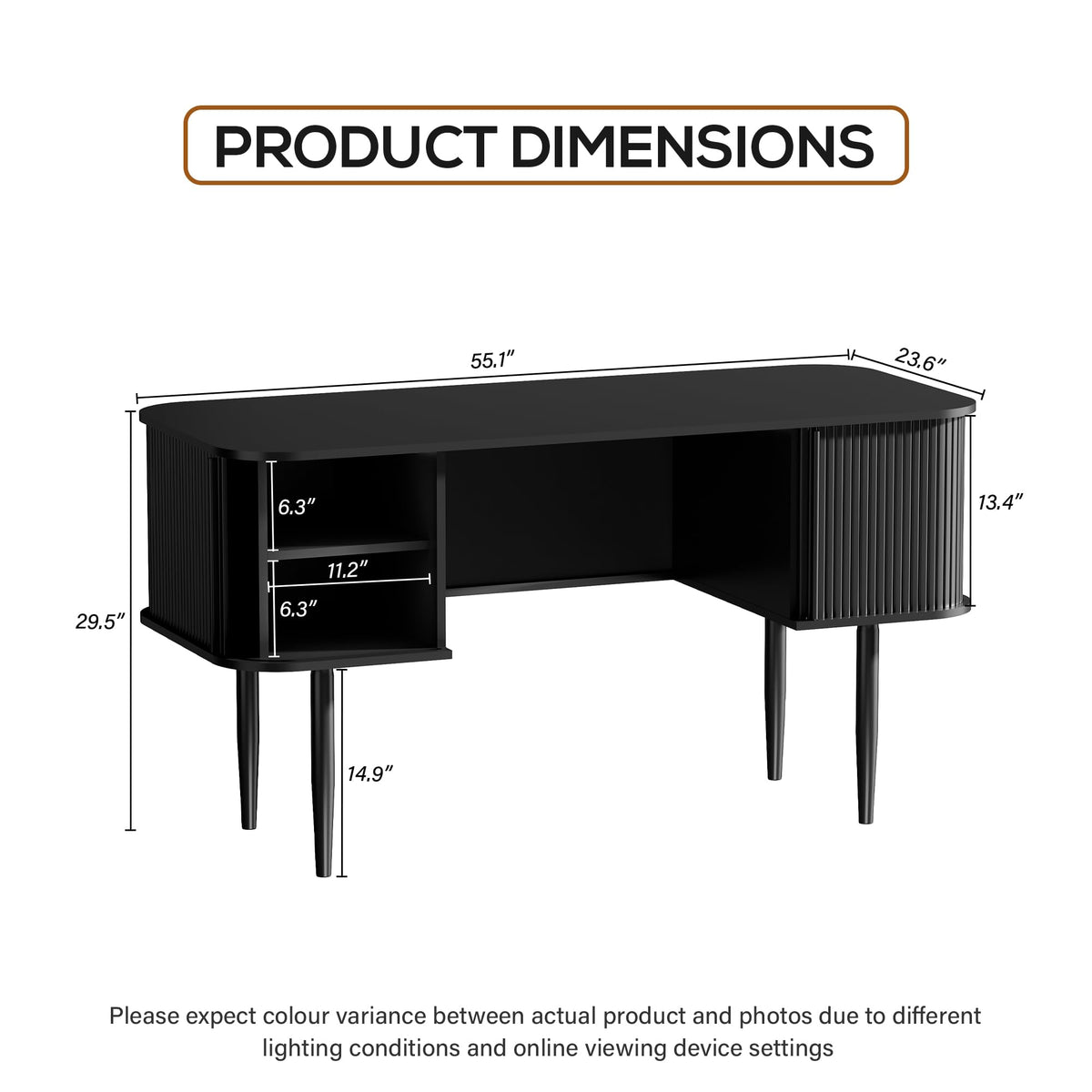 55" Black Wood Writing Desk Z62137