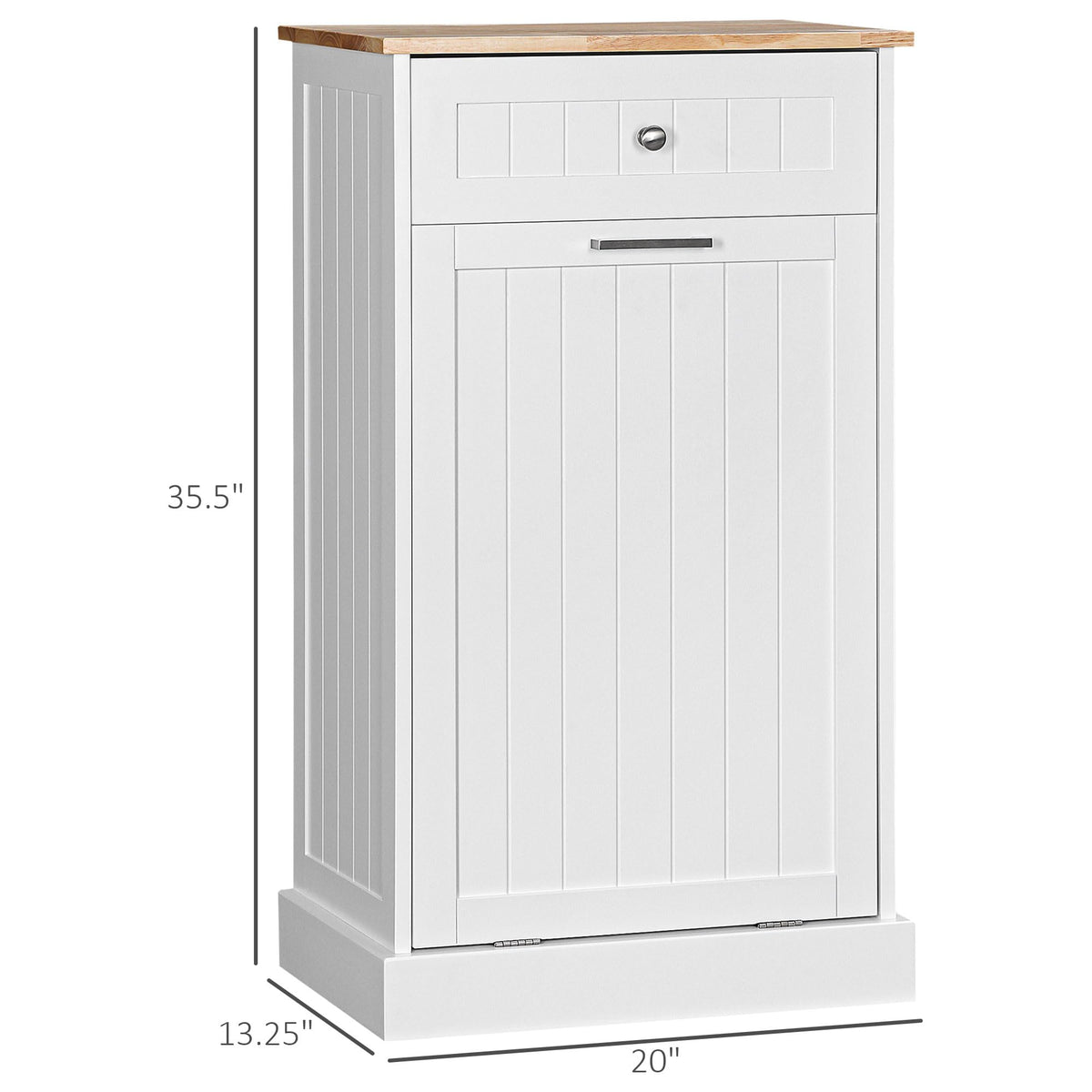 White Wooden 10 Gallon Tilt-Out Trash Cabinet with Drawer L96504