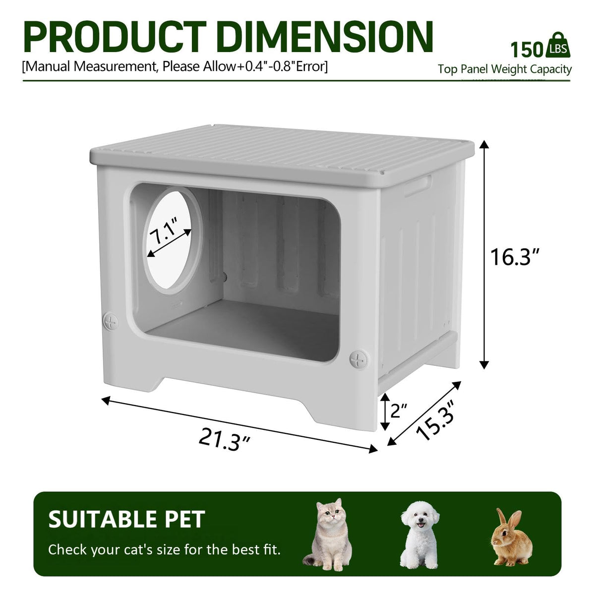Weatherproof Stackable Outdoor Cat House with Clear Window W9788