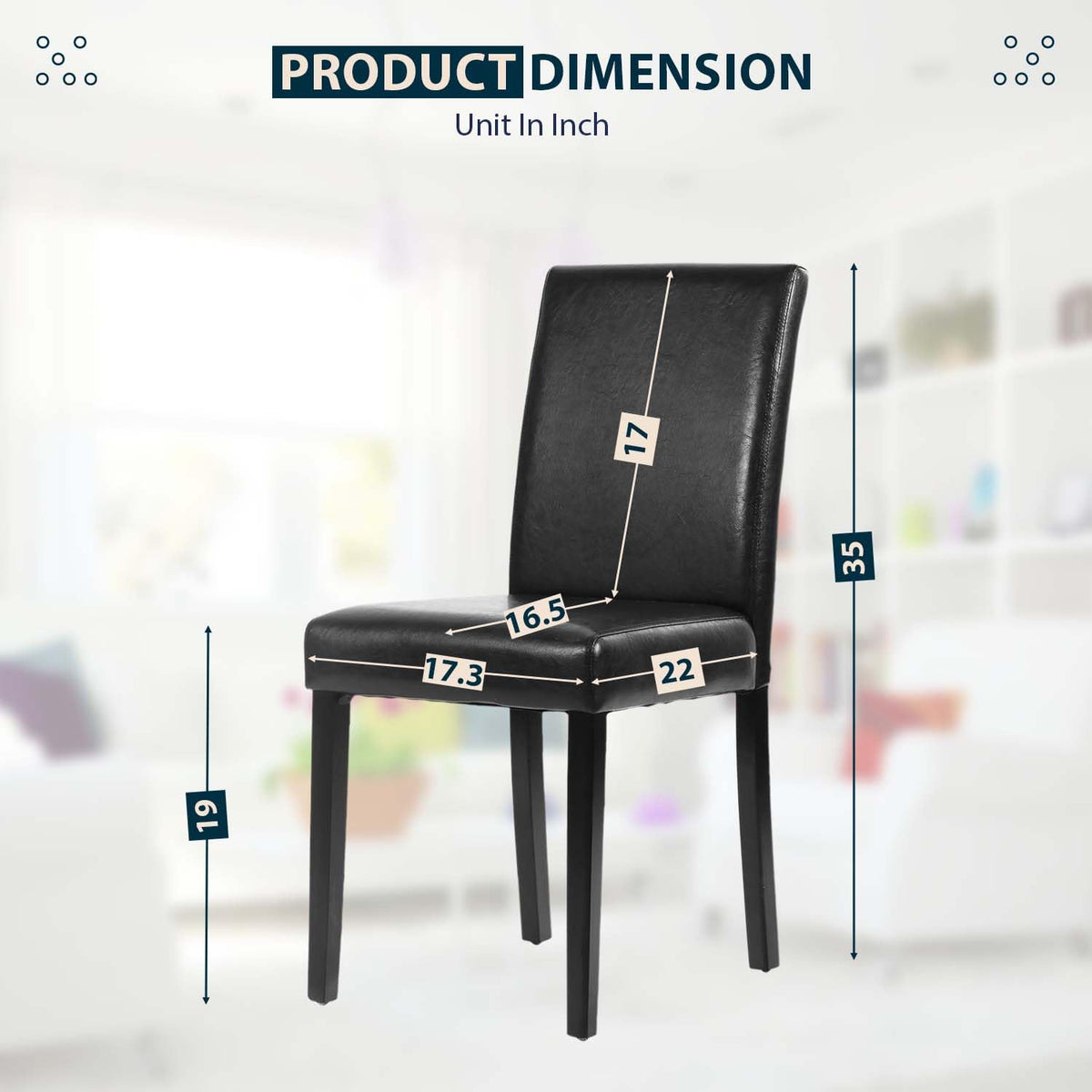 Black PU Leather Set of 4 Dining Chairs B3575