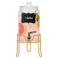 1 Gallon Glass Beverage Dispenser with Glass Airtight Lid and Stainless Steel Spigot D931