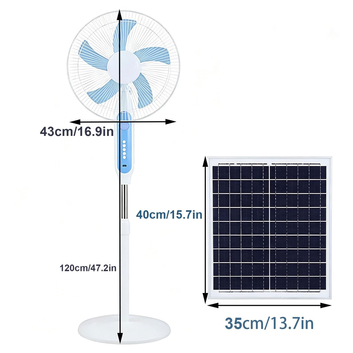 16 Inch Solar Powered Pedestal Fan with Solar Panel F3844