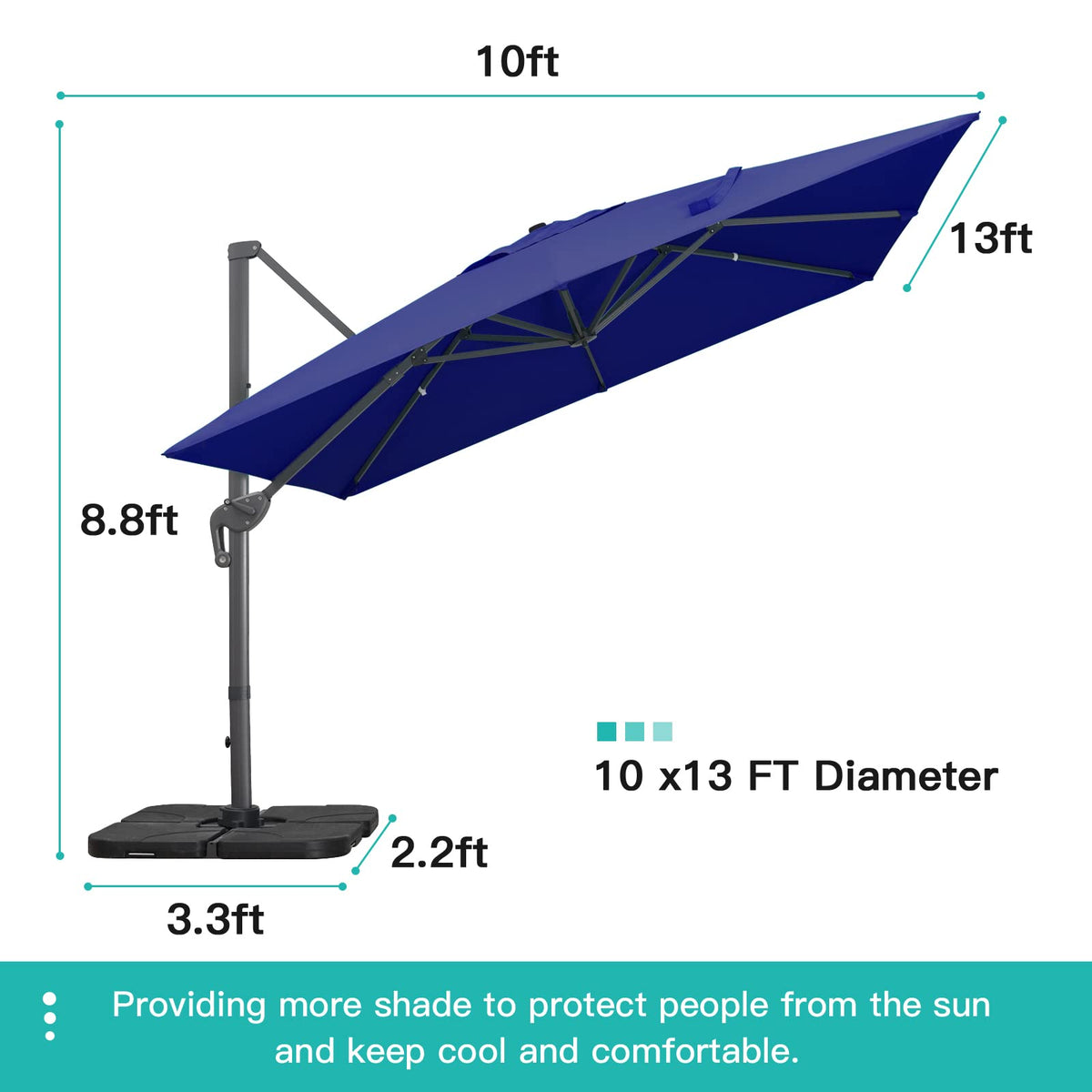 10x13Ft Rectangular Offset Patio Umbrella D5236