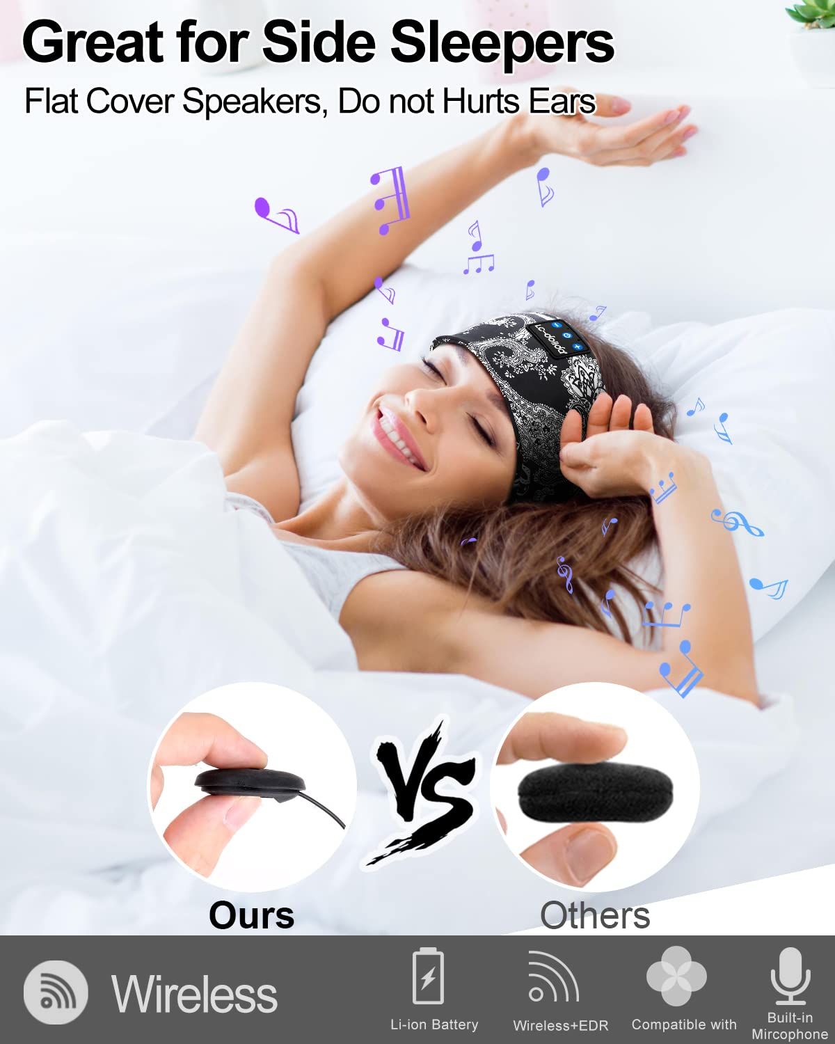 Sleep Headphones Bluetooth Wireless Band Headphones J300
