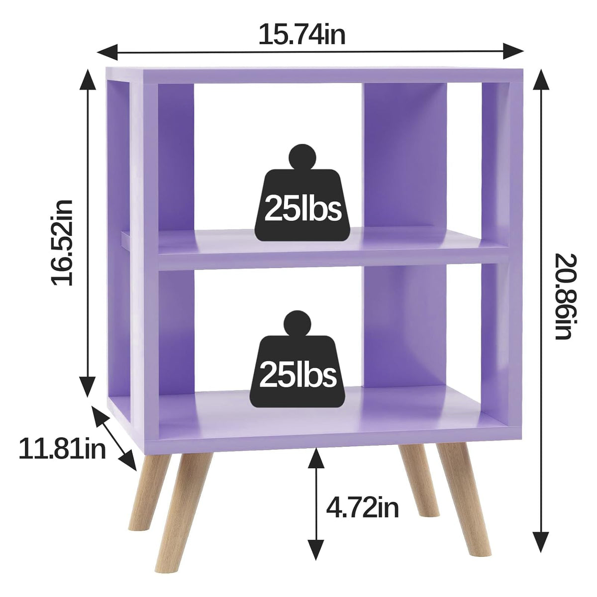 Purple 2-Tier Wooden Nightstand H8784