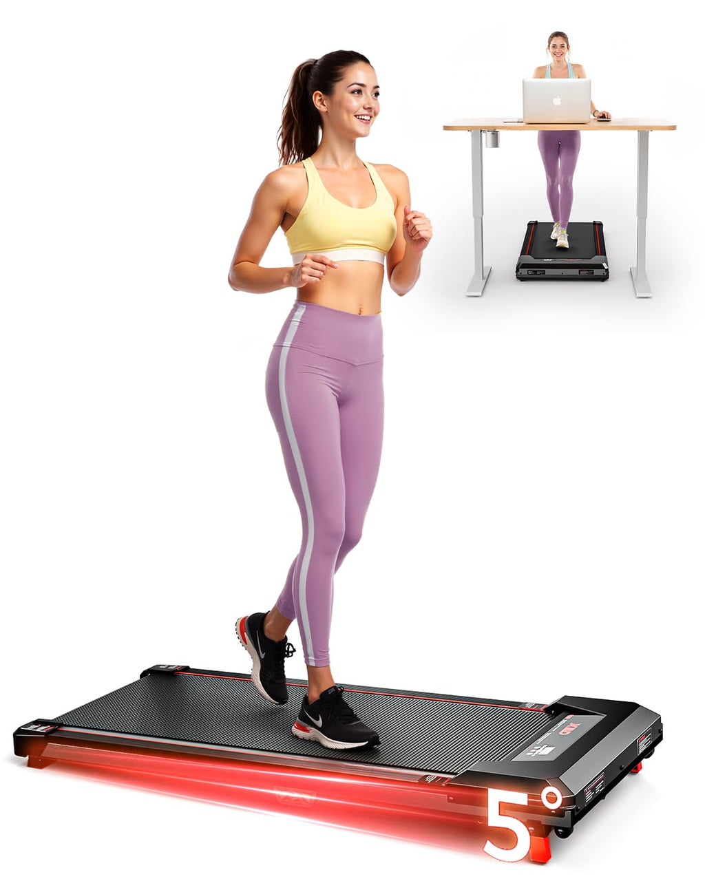 Incline Walking Pad Treadmill 330 Lbs Capacity 2.5HP E676