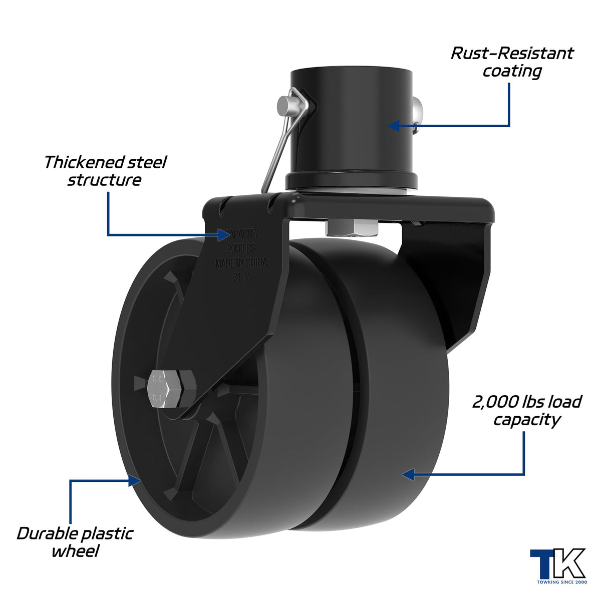 Dual 6" Trailer Jack Swivel Caster Wheel V2429