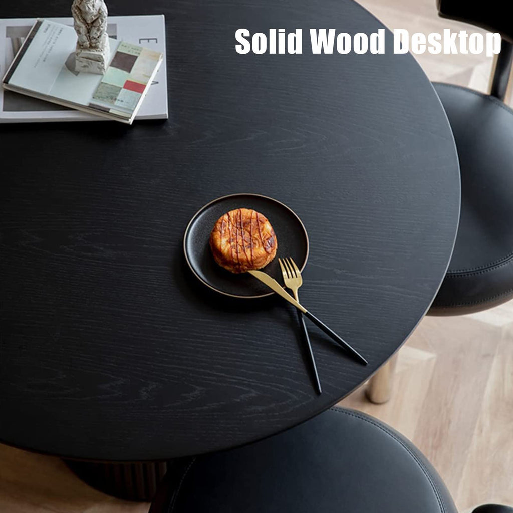 Black Pine Wood Round Dining Table I829