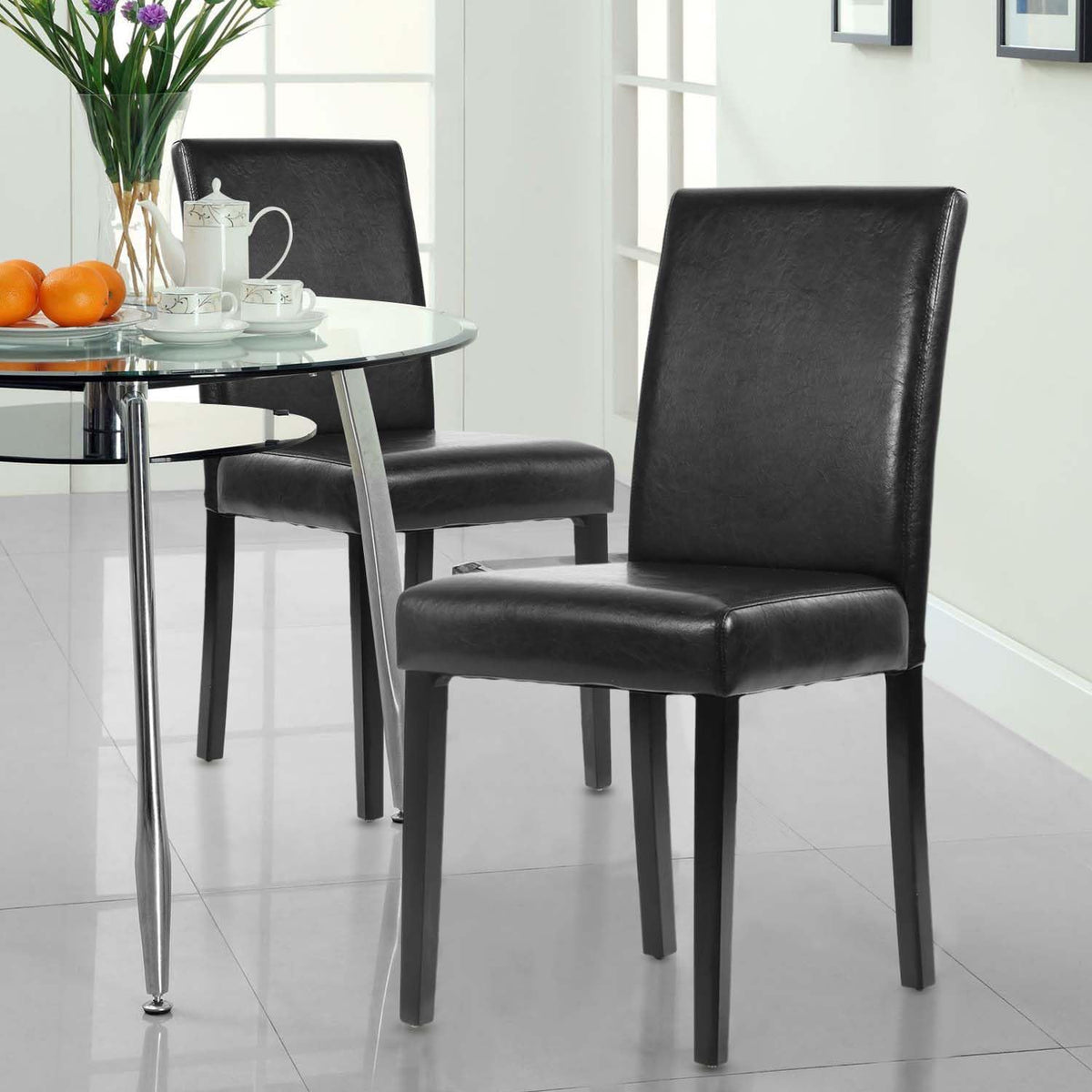 Black PU Leather Set of 4 Dining Chairs B3575