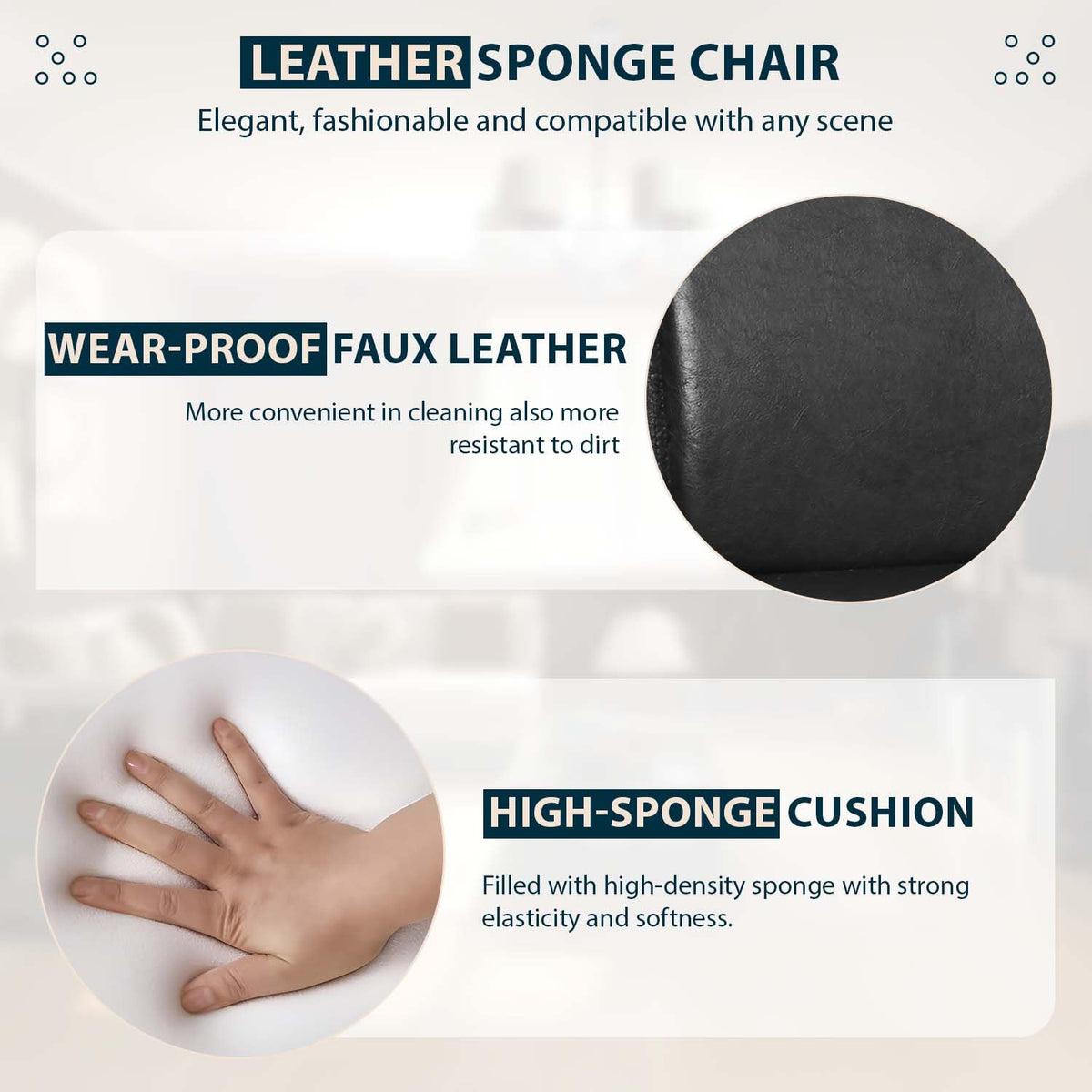 Black PU Leather Set of 4 Dining Chairs B3575