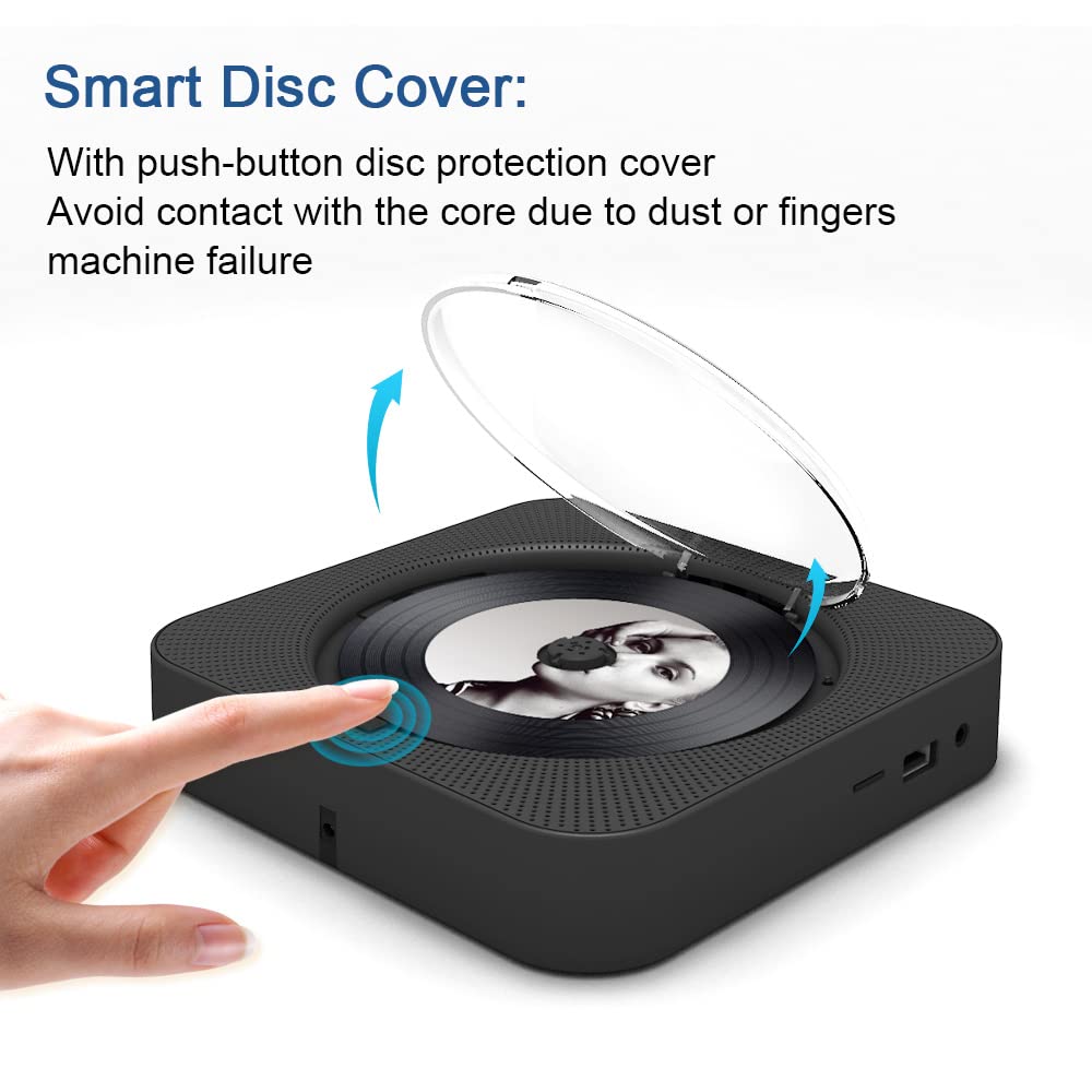 Portable CD Player with Bluetooth, Dual Speakers, LED Display, FM Radio, Black M9485