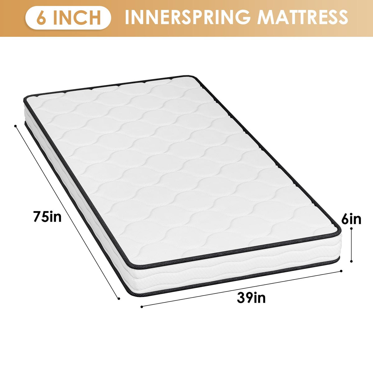 6 Inch Twin Medium Firm Hybrid Mattress G472632