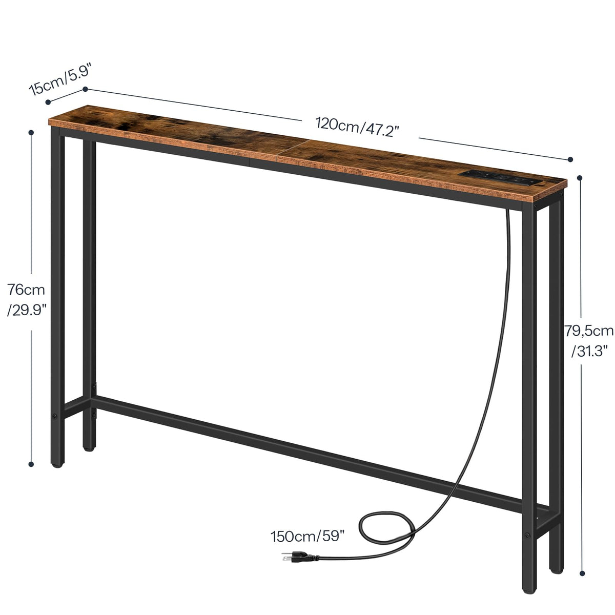 47.2" Narrow Console Table with Power Outlet J871