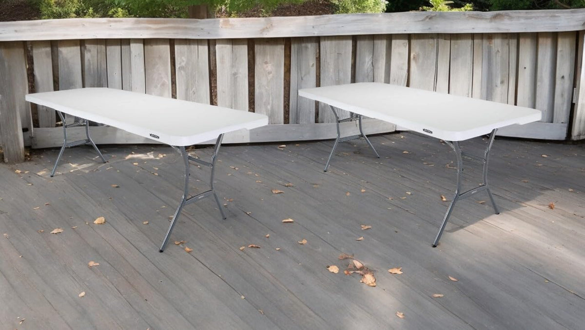 6-Foot Fold-in-Half Plastic Table, White Granite, 2 Pack R604