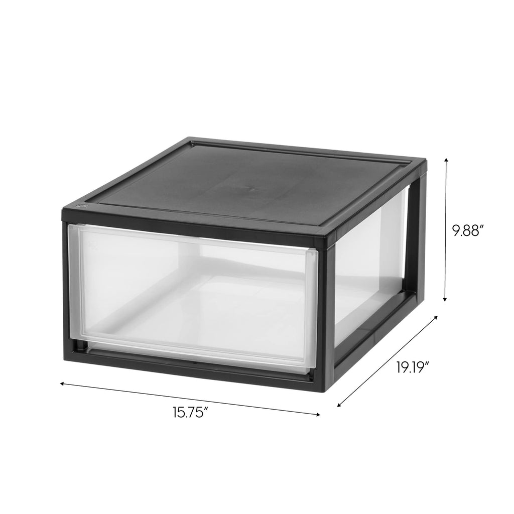 2-Pack 30 Qt. Black Stacking Drawer Organizer T806