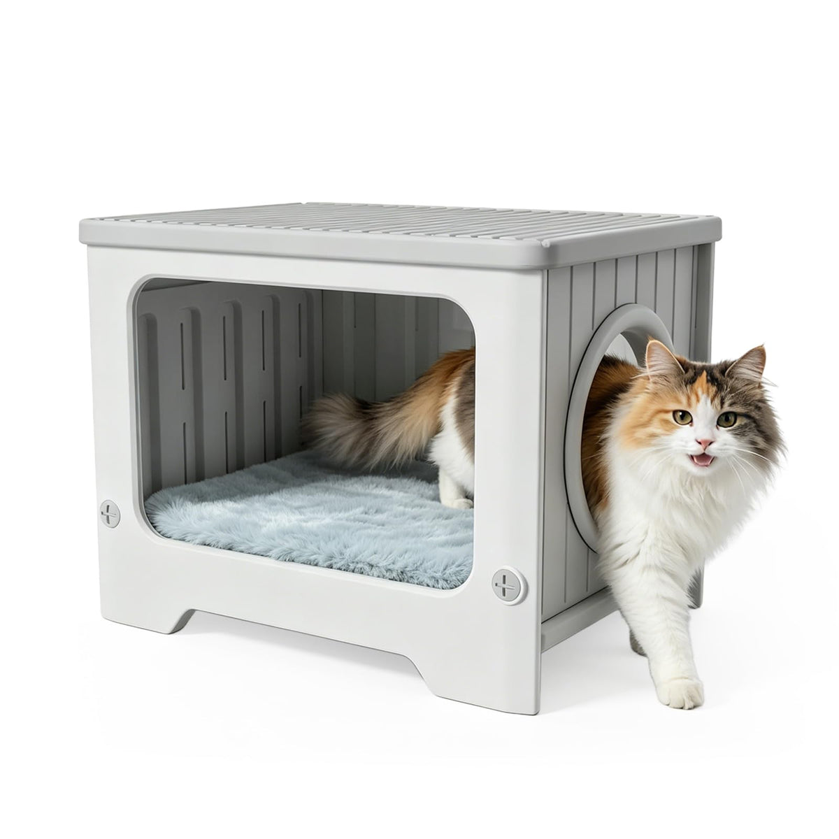 Weatherproof Stackable Outdoor Cat House with Clear Window W9788