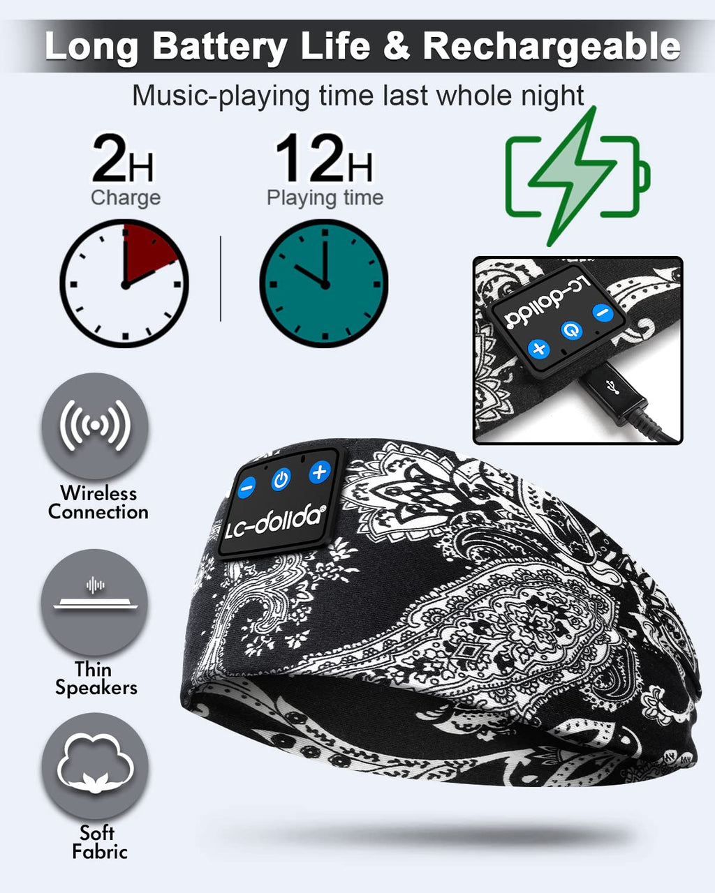 Sleep Headphones Bluetooth Wireless Band Headphones J300