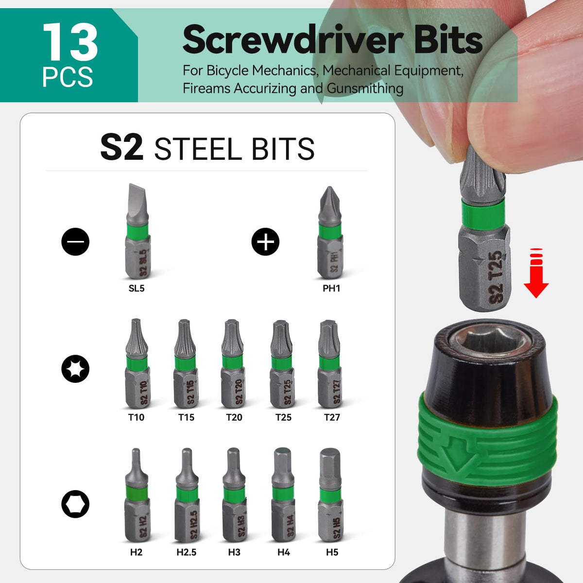 Adjustable Torque Screwdriver Set, 13-Piece 1/4" Hex Quick Release D315498