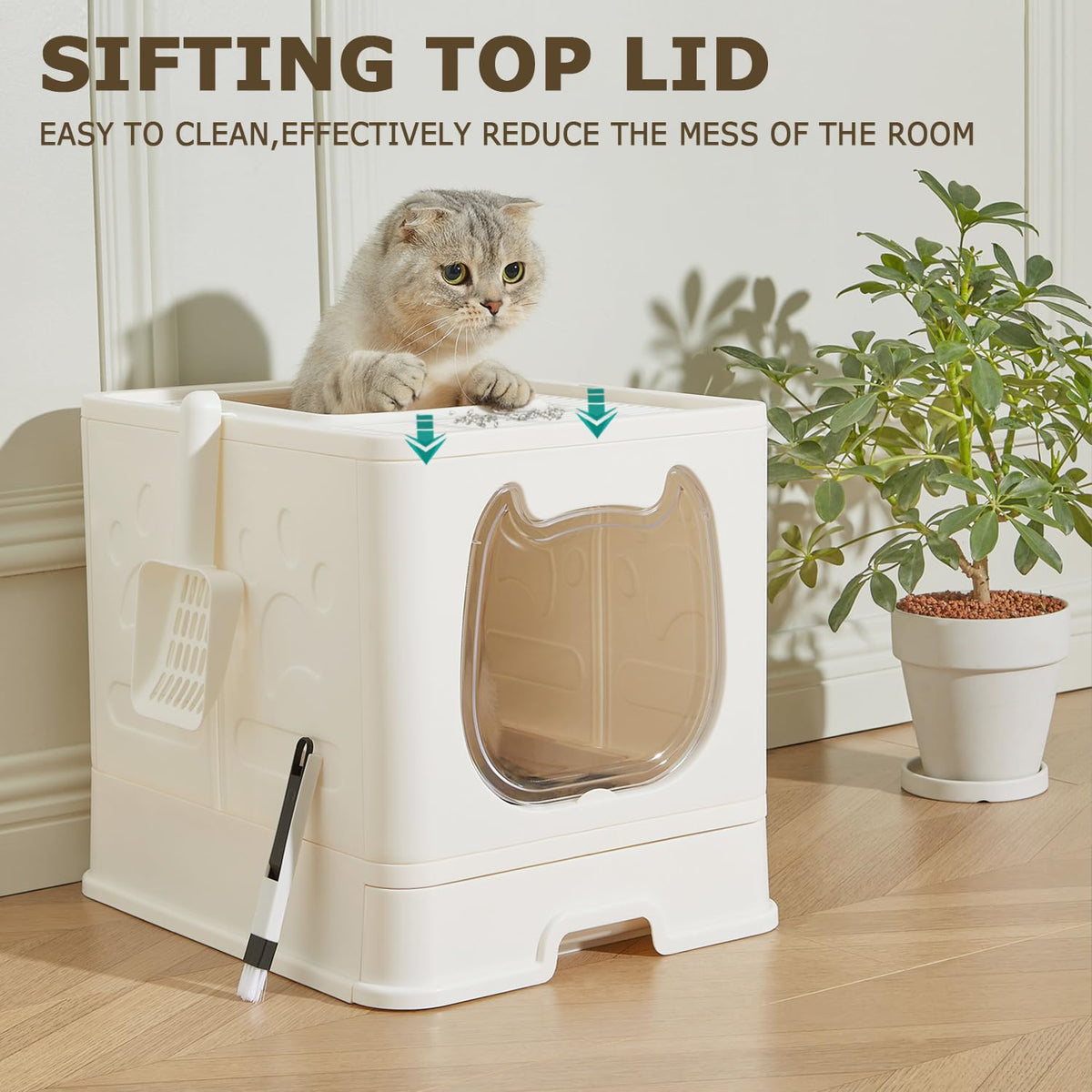 Covered Cat Litter Box with Lid S251
