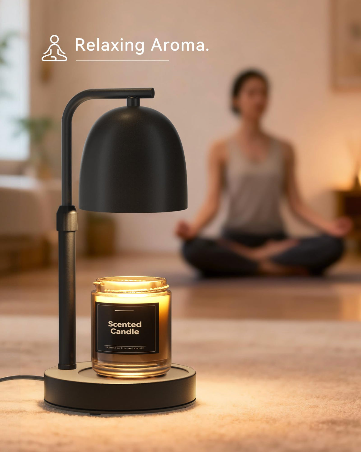 Black Adjustable Height Dimmable Candle Warmer Lamp with Timer Z5134