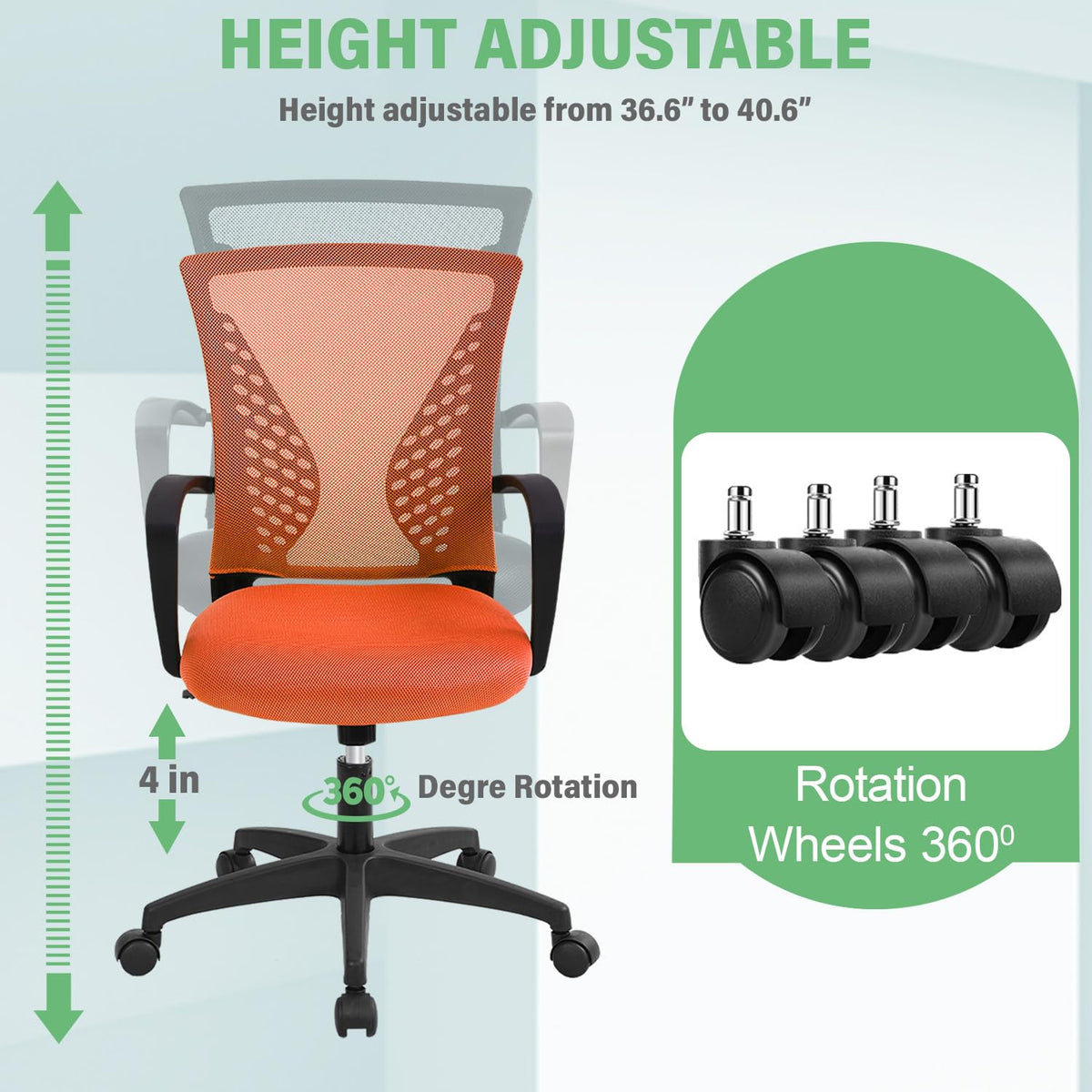Orange Ergonomic Office Desk Chair with Armrest Q2315