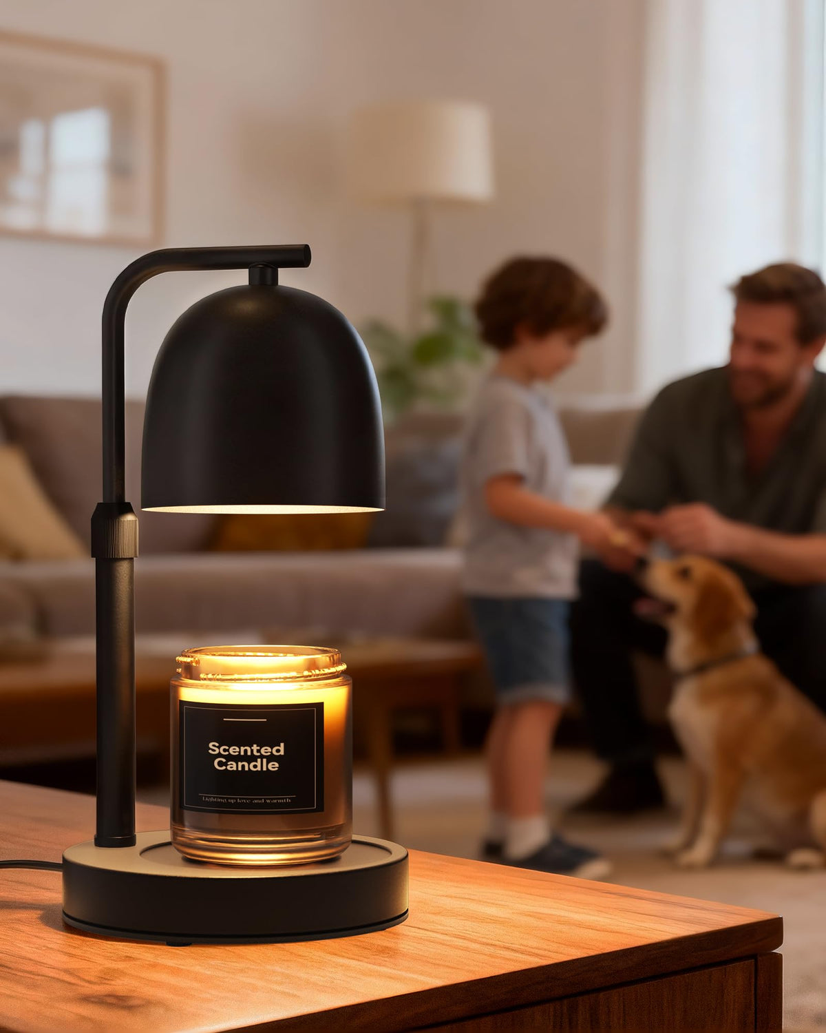 Black Adjustable Height Dimmable Candle Warmer Lamp with Timer Z5134