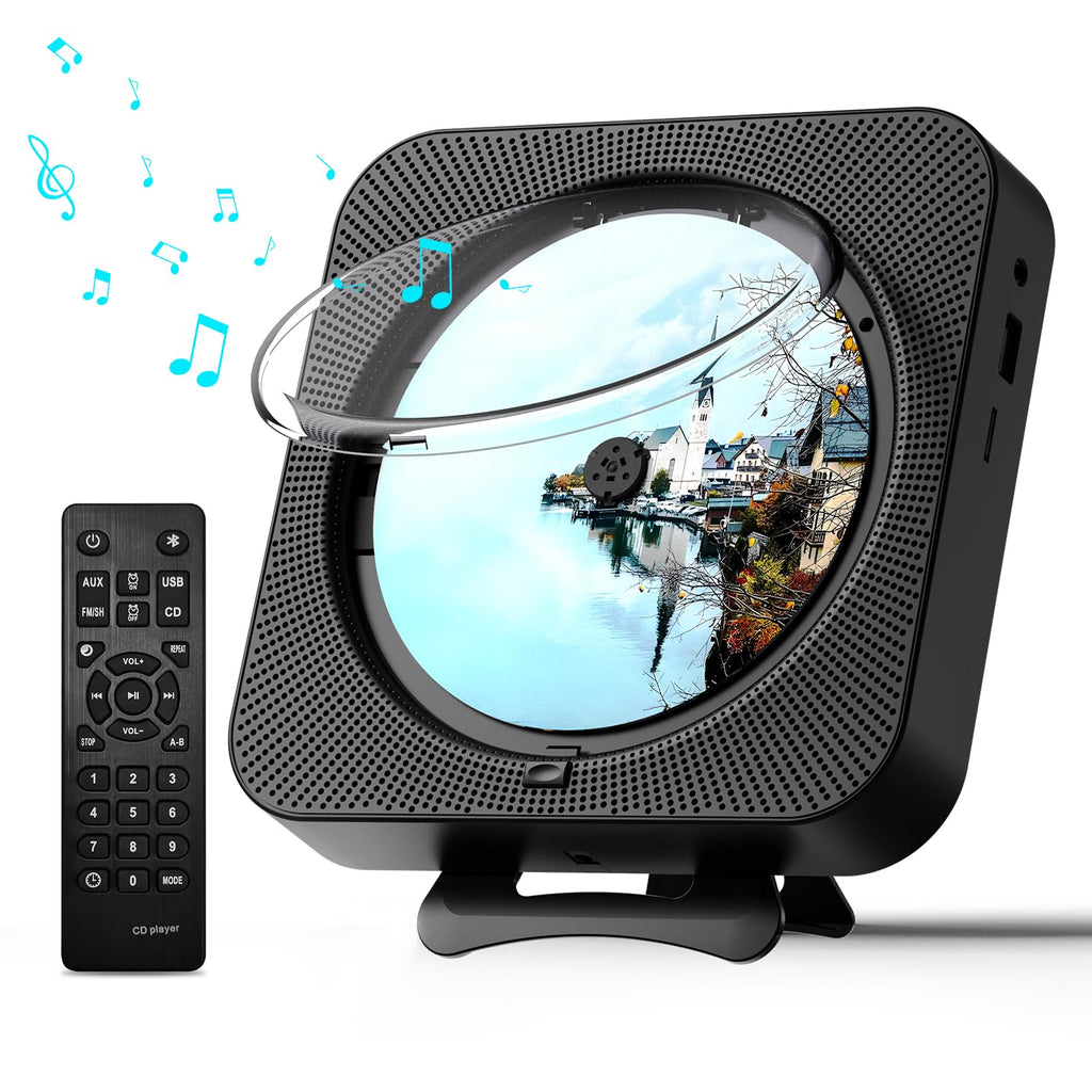 Portable CD Player with Bluetooth, Dual Speakers, LED Display, FM Radio, Black M9485